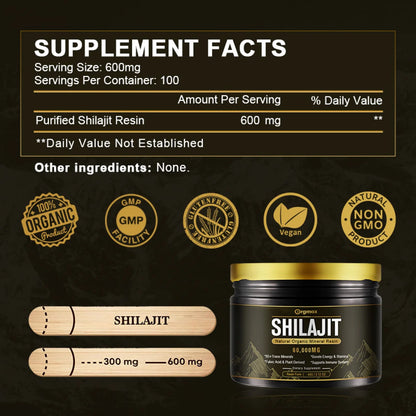 60,000MG Original Siberian Pure Shilajit, Support Metabolism & Immune System - 100 Serving / 60G