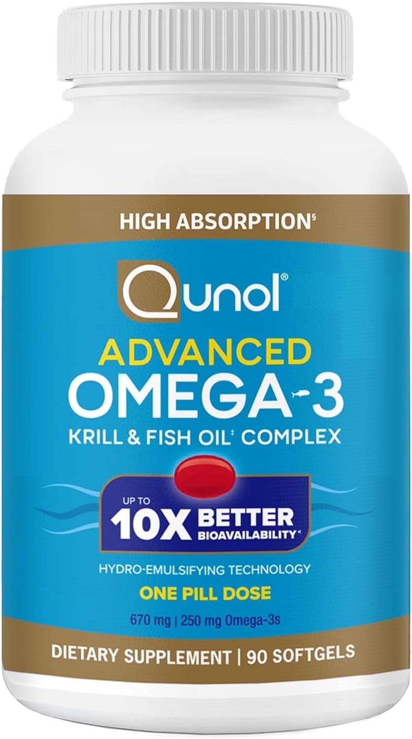 Advanced Omega 3 Krill and Fish Oil Complex, 10X Better Bioavailability, One Pill Dose, 250Mg EPA & DHA, Supports Brain, Eye, Heart and Joint Health, 90 Count (Pack of 1)