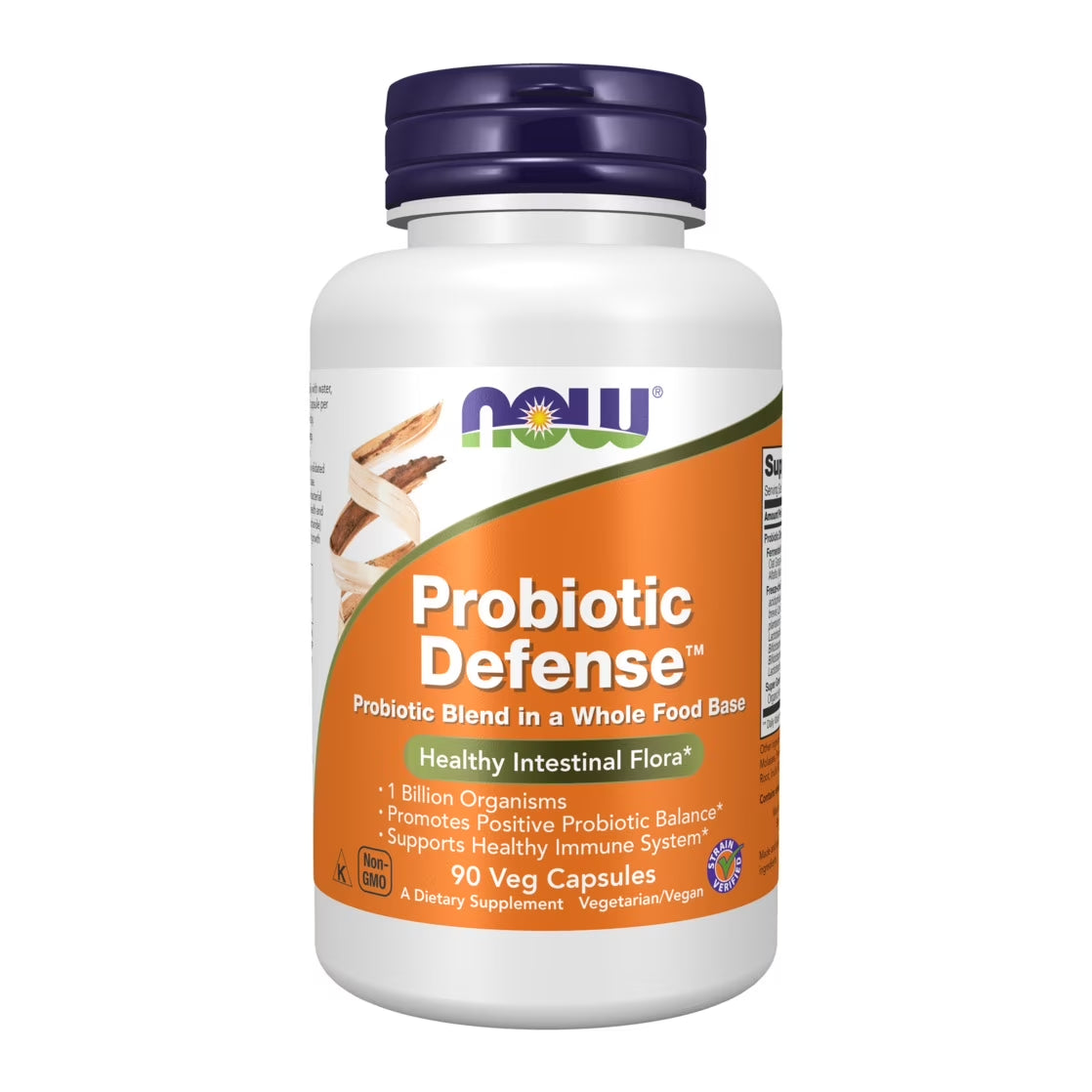 Supplements, Probiotic Defense, Probiotic Blend in a Whole Food Base with 1 Billion Organisms, 90 Veg Capsules